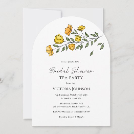 Elegantes Gelbes Blumenkohl Party Dusche einladen Einladung (Vorderseite)