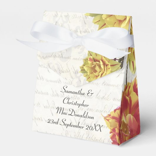 Elegantes gelbes Blumenland Hochzeit Geschenkschachtel (Vorderseite)