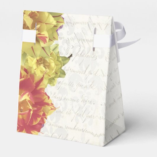 Elegantes gelbes Blumenland Hochzeit Geschenkschachtel (Rückseite)