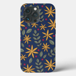 Elegantes gelbes Blumenmuster auf blau Case-Mate iPhone Hülle