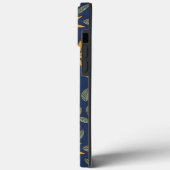Elegantes gelbes Blumenmuster auf blau Case-Mate iPhone Hülle (Rückseite / Links)