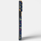Elegantes gelbes Blumenmuster auf blau Case-Mate iPhone Hülle (Rückseite / Rechts)
