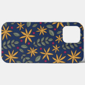 Elegantes gelbes Blumenmuster auf blau Case-Mate iPhone Hülle (Rückseite (Horizontal))