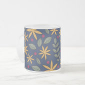 Elegantes gelbes Blumenmuster auf blau Mattglastasse (Vorderseite Links)