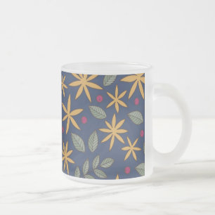 Elegantes gelbes Blumenmuster auf blau Mattglastasse