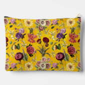 Elegantes gelbes Blumenmuster Monogramm Zubehörtasche (Rückseite)
