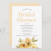 Elegantes Gelbes Brautparty Einladung (Vorne/Hinten)