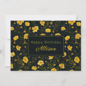Elegantes Gelbes Buttercup Blume Muster Geburtstag Karte (Vorderseite)