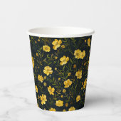 Elegantes gelbes Buttercup Blume Muster Party Pappbecher (Rückseite)
