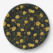 Elegantes gelbes Buttercup Blume Muster Party Pappteller (Vorderseite)