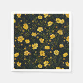 Elegantes gelbes Buttercup Blume Muster Party Serviette (Vorderseite)