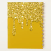 Elegantes Gelbes Dripping-Glitzer Monogramm Planer (Rückseite)