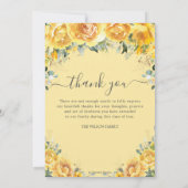 Elegantes Gelbes Foto Beerdigung Memorial Dankeskarte (Rückseite)