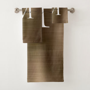 Elegantes, gelbes Gold gegossenes Monogramm-Skript Badhandtuch Set