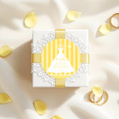 Elegantes Gelbes Hochzeitskleid Brautparty Runder Aufkleber