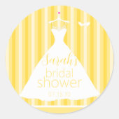 Elegantes Gelbes Hochzeitskleid Brautparty Runder Aufkleber (Vorderseite)