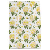 Elegantes, gelbes Hydragea-Flora-Schmetterlinge-Mu Mittlere Geschenktüte (Rückseite)