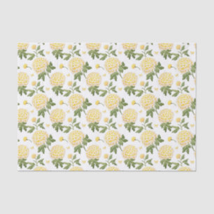 Elegantes, gelbes Hydragea-Flora-Schmetterlinge-Mu Seidenpapier