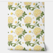 Elegantes, gelbes Hydragea-Flora-Schmetterlinge-Mu Tapete (Abrollen)