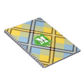 Elegantes, gelbes, Kariertes Tartan Monogram Scrip Notizblock (Rechte Seite)