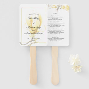 Elegantes, gelbes Magnolia-Hochzeitsmenü Fächer