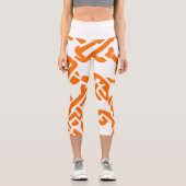 🟡 Elegantes gelbes Marigold-Motiv Capri Leggings (Vorderseite)