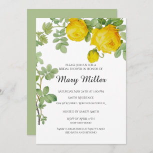 Elegantes Gelbes Rose-Brautparty Einladung