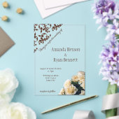 Elegantes, gelbes Rose-Rocco-Muster Hochzeit Acryleinladungen (In Situ (Hochzeit))