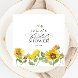 Elegantes Gelbes Sonnenblumen Sonnenblume Brautpar Serviette