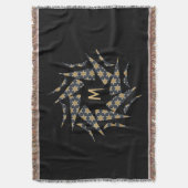 Elegantes Gelbes Star-Dreieck-Muster Monogramm Decke (Vorderseite Vertikal)