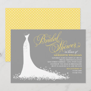 Elegantes gelbes und graues Hochzeitskleid Brautpa Einladung