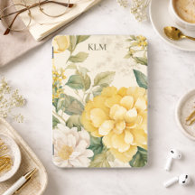 Elegantes gelbes und weißes florales Monogramm
