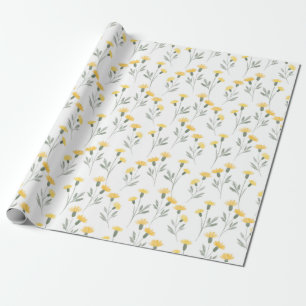 Elegantes gelbes Wasserfarben-Blumenmuster Geschenkpapier