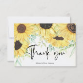 Elegantes Gelbes Wasserfarben Rustikale Sonnenblum Dankeskarte (Vorderseite)