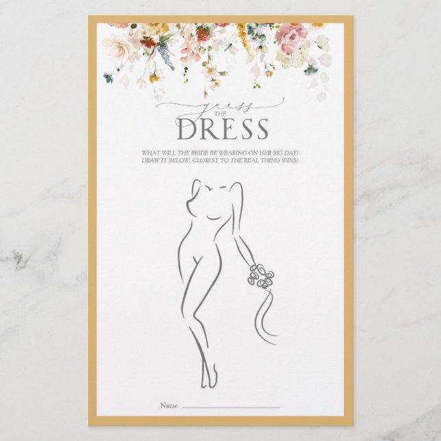 Elegantes Gelbes Wildblume Brautparty Game (Vorderseite)