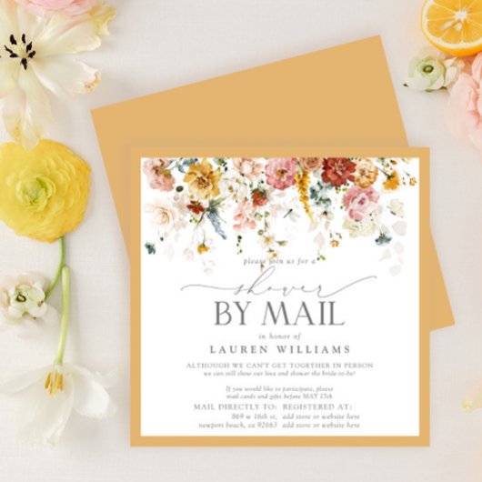 Elegantes Gelbes Wildblume Brautparty per Post Einladung