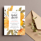 Elegantes Gelbes Wildblume Wasserfarbenes Brautpar Einladung