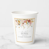 Elegantes Gelbes Wildblume Wasserfarbenes Brautpar Pappbecher (Rückseite)