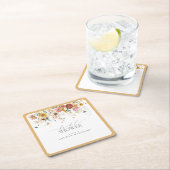 Elegantes Gelbes Wildblume Wasserfarbenes Brautpar Rechteckiger Pappuntersetzer (Vor Ort)