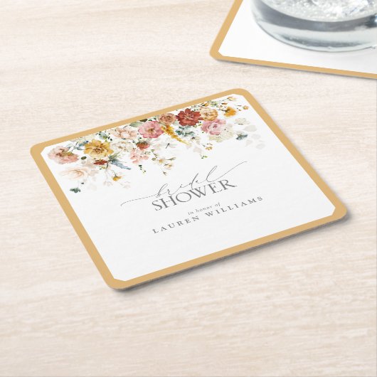 Elegantes Gelbes Wildblume Wasserfarbenes Brautpar Rechteckiger Pappuntersetzer (angewinkelt)