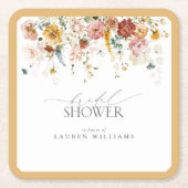 Elegantes Gelbes Wildblume Wasserfarbenes Brautpar Rechteckiger Pappuntersetzer (Vorderseite)