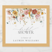 Elegantes Gelbes Wildblume Wasserfarbenes Brautpar Schaumweinetikett (Einzelnes Label)