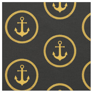 Elegantes gelbgoldenes nautisches Seil-Anker-Muste Stoff