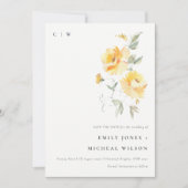 Elegantes Gelbgrün Rose Blume Mittagessen Save The Date (Vorderseite)