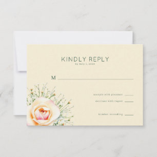 Elegantes Gelbliches Blumenmuster RSVP Karte