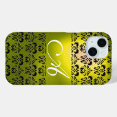 ELEGANTES GELBSCHWARZES DAMASK-MONOGRAMM Case-Mate iPhone HÜLLE (Rückseite (Horizontal))