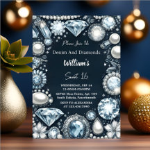 Elegantes Gem Bling Denim und Diamonds Sweet 16