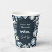 Elegantes Gem Bling Denim und Diamonds Sweet 16 Pappbecher (Vorderseite)
