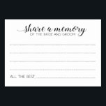 Elegantes gemeinsames Gedächtnis des Bräutigam-Hoc Tischnummer<br><div class="desc">Diese eleganten Share A Memory Cards sind die perfekte Ergänzung zu Ihrem Hochzeitsempfang oder Polterabend. Dieses Design bietet eine Kombination aus Handschrift und Schriftart in Schwarz. Den Gästen steht Platz zur Verfügung,  um ihre Erinnerungen und ihren Namen verlassen. Teil der Sammlung Alejandra.</div>