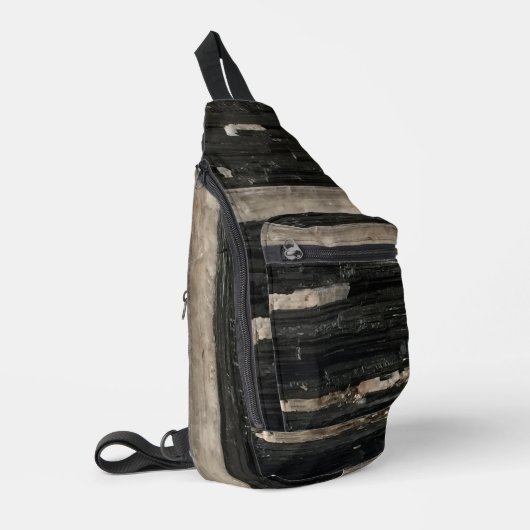 Elegantes Gemstone Abstraktes Foto Schwarz-weiß Ge Crossbody Bag (Linke Seite)